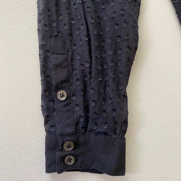 Equipment Femme Black Silk Swiss Dot Sheer Tunic Blouse Size Small - Picture 7 of 15